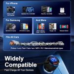 78W Car Charger USB C for Samsung Galaxy A17 A16 5G A36 Z Fold7 Z Flip7 FE A26 S25 Ultra, 3FT Built-in Coiled Type C Cable USBC & USB-A Super Fast Charging Car Phone Charger Cigarette Lighter Adapter