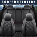 WELLDO Car Seat Covers Full Set, Leather Seat Covers for Cars, Car Seat Protector Waterproof, Non-Slip Car Interior Covers Full Set Universal Automotive Seat Covers for Most Cars SUVs, Black