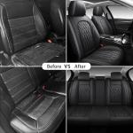 WELLDO Car Seat Covers Full Set, Leather Seat Covers for Cars, Car Seat Protector Waterproof, Non-Slip Car Interior Covers Full Set Universal Automotive Seat Covers for Most Cars SUVs, Black