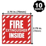 10 PackFire Extinguisher Inside Label, Fire Extinguisher Inside Signs Stickers for Cars, Trailers, Rv's, Trucks and Vehicles, Self Adhesive Vinyl Safety Label 2.7X2.7 Inch