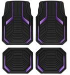 PIC AUTO Heavy Duty Rubber Floor Mats, Purple Aluminum Film Car Mats Set, Front and Rear Car Mats with Anti-Slip Backing, All Weather Protection, Trim-to-Fit for Automotive SUV, Sedan, Van
