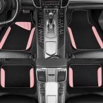 CAR PASS Waterproof Universal Fit Car Floor Mats, Car Mats Fit for SUV,Vans,sedans, Trucks,Set of 4pcs Car Carpet with Driver Heel Pad (Light Pink)