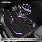 PIC AUTO Heavy Duty Rubber Floor Mats, Purple Aluminum Film Car Mats Set, Front and Rear Car Mats with Anti-Slip Backing, All Weather Protection, Trim-to-Fit for Automotive SUV, Sedan, Van