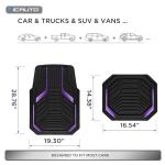 PIC AUTO Heavy Duty Rubber Floor Mats, Purple Aluminum Film Car Mats Set, Front and Rear Car Mats with Anti-Slip Backing, All Weather Protection, Trim-to-Fit for Automotive SUV, Sedan, Van