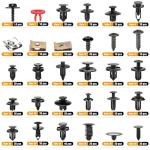 GOOACC 941Pcs Car Retainer Clips and Auto Body Fasteners Assortment-30 Most Popular Sizes Nylon Bumper Fender Rivets with 10 Cable Ties for Ford GM Toyota Honda Chrysler Benz Nissan, etc.