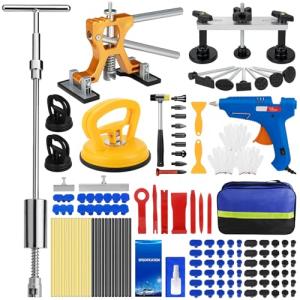 Car Dent Puller Kit, 135 PCS Paintless Dent Removal Kit, Car Dent Repair Kit with Slide Hammer 2 in 1 T-bar, Golden Lifter, Bridge Puller, Suction Cup, Dent Remover Tool for Car Hail Damage DIY Repair