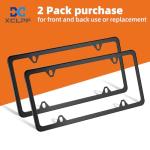 Black Matte License Plate Frames 2 Pack, Stainless Steel License Plate Cover, License Plate Holder with 4 Holes, Universal Tag Frames with Screws for car Front and Rear