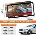 Black Matte License Plate Frames 2 Pack, Stainless Steel License Plate Cover, License Plate Holder with 4 Holes, Universal Tag Frames with Screws for car Front and Rear