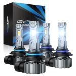 Marsauto 9005/HB3 9006/HB4 Light Bulbs Combo, 60,000LM Super Brighter M1S 9005 9006 Bulbs or Fog, 1:1 Design HB3 HB4 Lights Combo, 6000K Cool White, 3 Min Plug and Play, IP68, Pack of 4