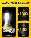 AUXITO 9005/HB3 H11/H9/H8 Fog Light, 62000LM 900% Brighter H8 H9 HB3 Bulbs Combo 5 Mins Install, Plug-N-Play, IP68 Waterproof, Pack of 4