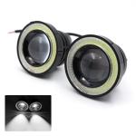 Hirificing Angel Eye Fog Lights LED Halo Ring DRL Headlights, Super Bright Fog Lamp with Round COB Aperture, 12V 10W Daytime Running Projector Light Bulb Fits Car Truck Moto SUV (White)