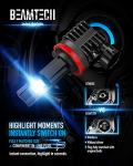 BEAMTECH H11 Bulb, H8 H9 Fog Light Bulb Fanless in Line 6500K Light Bulb Pack of 2