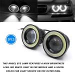 Hirificing Angel Eye Fog Lights LED Halo Ring DRL Headlights, Super Bright Fog Lamp with Round COB Aperture, 12V 10W Daytime Running Projector Light Bulb Fits Car Truck Moto SUV (White)
