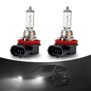awlbed 2 PCS Car Halogen Fog Light Bulb, 12V 55W Waterproof Glass Vehicle Spotlights Replacements, Universal Automotive High Beam Lighting Accessories for Truck SUV Car (Warm White Light #H11)