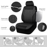CAR PASS Car Seat Covers Full Sets, Front & Split Rear Bench for Car, 3D Tyre Embossed Automotive Interior Covers, Airbag Compatible, Quick Setup Universal Fit Seat Covers for Car, SUV(Charcoal)