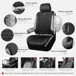CAR PASS Bling Diamond Leather Car Seat Covers Full Seats Interior Sets, Waterproof Shining Glitter Sparkly Crystal Universal Armrest Fit Automotive Truck SUV Cute Women Girl, Black Silver Rhinestone