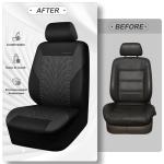 CAR PASS Car Seat Covers Full Sets, Front & Split Rear Bench for Car, 3D Tyre Embossed Automotive Interior Covers, Airbag Compatible, Quick Setup Universal Fit Seat Covers for Car, SUV(Charcoal)