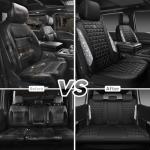 CAR PASS Bling Diamond Leather Car Seat Covers Full Seats Interior Sets, Waterproof Shining Glitter Sparkly Crystal Universal Armrest Fit Automotive Truck SUV Cute Women Girl, Black Silver Rhinestone