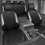 CAR PASS Bling Diamond Leather Car Seat Covers Full Seats Interior Sets, Waterproof Shining Glitter Sparkly Crystal Universal Armrest Fit Automotive Truck SUV Cute Women Girl, Black Silver Rhinestone