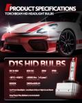 Torchbeam D1S HID Bulbs, 6000K Cool White, 150% Lighting Distance, Xenon Bulb, IP67 Design for Replace 66144 66140 85140 85415 85415C1, Pack of 2