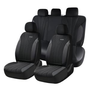 Coverado Car Seat Covers, Waterproof Automotive Seat Protectors, Driver Protectors Universal Fit for SUVs, Trucks, Sedans,Car Accessories (Black, FullSet)