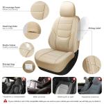 BABYBLU Leather Car Seat Covers,Universal 2 Pcs Front Seat Covers for Cars,Waterproof Automotive Seat Covers for Most Vehicles SUV Pick-up Truck (Beige, Full Set)