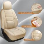 BABYBLU Leather Car Seat Covers,Universal 2 Pcs Front Seat Covers for Cars,Waterproof Automotive Seat Covers for Most Vehicles SUV Pick-up Truck (Beige, Full Set)