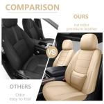 BABYBLU Leather Car Seat Covers,Universal 2 Pcs Front Seat Covers for Cars,Waterproof Automotive Seat Covers for Most Vehicles SUV Pick-up Truck (Beige, Full Set)