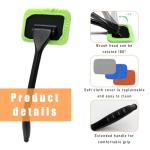 Ohleats Car Windshield Cleaning Tool, Microfiber Window Cleaner with 4 Washable and Reusable Cloth Pad & Long Handle, Auto Glass Wiper Cleaning Kit with Spray Bottle, Car Accessories