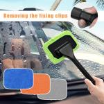 Ohleats Car Windshield Cleaning Tool, Microfiber Window Cleaner with 4 Washable and Reusable Cloth Pad & Long Handle, Auto Glass Wiper Cleaning Kit with Spray Bottle, Car Accessories