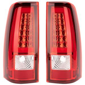 MiKaFex Tail Light Assembly Compatible With 2003-2006 Chevy Silverado 1500 2500 3500 Driver and Passenger Side LED Rear Brake Lamps With Bulb Inside And Wiring Harness