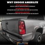 AmeriLite for 2003-2006 Chevy Silverado OE Style Ruby Red Replacement Taillights Rear Brake Lamp Set with Incandescent Bulbs and Harness Vehicle Light Assembly - Passenger and Driver Side