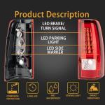 MiKaFex Tail Light Assembly Compatible With 2003-2006 Chevy Silverado 1500 2500 3500 Driver and Passenger Side LED Rear Brake Lamps With Bulb Inside And Wiring Harness