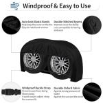 OutdoorLines Outdoor Waterproof RV Tire Covers Dual Axle Cover - 2 Packs RV Wheel Covers Fit 27"-30" Diameter Double Wheels, Anti-UV Black Tire Covers for Trailers Camper Trucks Cars Jeeps Vans