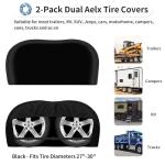 OutdoorLines Outdoor Waterproof RV Tire Covers Dual Axle Cover - 2 Packs RV Wheel Covers Fit 27"-30" Diameter Double Wheels, Anti-UV Black Tire Covers for Trailers Camper Trucks Cars Jeeps Vans
