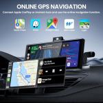 TECXERLLON 10.26'' Wireless Carplay Screen for Car with 4K Dash Cam & 1080P Backup Camera, Portable Car Audio Receivers with Carplay & Android Auto, GPS Navigation, Airplay, Mirror Link