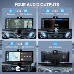 TECXERLLON 10.26'' Wireless Carplay Screen for Car with 4K Dash Cam & 1080P Backup Camera, Portable Car Audio Receivers with Carplay & Android Auto, GPS Navigation, Airplay, Mirror Link