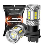 SEALIGHT 3157 LED Bulb Reverse Light, Brake Bulbs 600% Brighter 6000K 1800LM Super Bright 3056 3156 3057 LED Bulbs with Projector Len for DRL Tail Brake Turn Signal Lights, White 2PCS