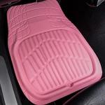 CAR PASS 4 Piece Leather Car Floor Mats -3D Cute Girly Waterproof All Weather Car Mat Full Set, Universal Trim to Fit & Anti-Slip Burr Bottom & Light Easy Clean for SUV Truck Auto Sedan Van(Pink)
