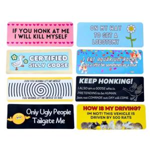 YJ PREMIUMS 10PC Funny Car Bumper Magnets | Magnetic Auto Bumpers Magnet Decals for Cars Vehicle Fun Cute Joke Hilarious Gag Humor Im Sorry Let Me Merge Honk Certified Silly Goose for Adults Gifts