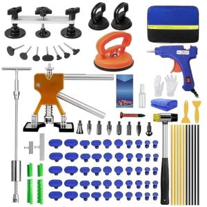 97pcs Dent Puller Kit, Car Dent Puller for Dent Removal, Paintless Dent Removal Kit with Golden Lifter, Bridge Puller, Slide Hammer T-Bar, Dent Remover Tool for Car Refrigerator Door Ding Repair