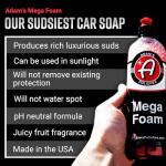 Adam’s Mega Foam Car Wash Soap (Gallon) – pH Neutral, Ultra Concentrated for Foam Cannon, Foaming Spray Gun, or Bucket – Safe for Wax, Sealants & Ceramic Coating – High Suds Car Cleaner