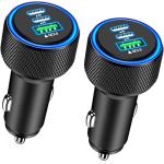 USB C Car Charger, Rombica 2Pack 3-Port 67W Dual PD USB-C&USB-A Car Power Cigarette Lighter USB Charger 3 in 1 PD/QC Type C Fast Car Charging for iPhone 16 16 Pro 15 14 13 12/Galaxy S25 S24/Pixel/iPad