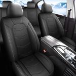 HChengkikz Car Seat Covers Full Set,Leather Car Seat Covers,Breathable and Sporty Car Seat Cover,Universal Fit Anti-Slip Seat Covers for SUV Cars Sedan and Truck(Full Seat,Black,N2)