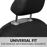 BDK PolyPro Car Seat Covers Full Set in Solid Black with Steering Wheel Cover & Seat Belt Pads – Front and Rear Split Bench Car Seat Cover, Easy to Install, Interior Covers for Auto Truck Van SUV