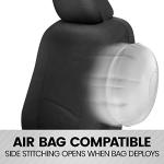 BDK PolyPro Car Seat Covers Full Set in Solid Black with Steering Wheel Cover & Seat Belt Pads – Front and Rear Split Bench Car Seat Cover, Easy to Install, Interior Covers for Auto Truck Van SUV