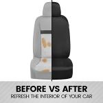 BDK PolyPro Car Seat Covers Full Set in Solid Black with Steering Wheel Cover & Seat Belt Pads – Front and Rear Split Bench Car Seat Cover, Easy to Install, Interior Covers for Auto Truck Van SUV