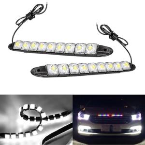 jokormo 2 PCS LED Car Daytime Running Strip Lights Kit, Super Bright IP67 Waterproof Vehicle Fog Lamp, Universal 12V Flexible High Power Automotive Clearance Light for Truck SUV Car (White)