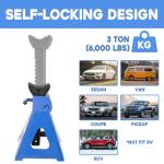 3 Ton (6,000 LBs) Automotive Jack Stands,Heavy Duty Steel Car Lifting Stand for Garages,Repair Shops,Adjustable Height 11.4"-16.8",1 Pair