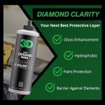 3D GLW Series Ceramic Wax – SiO2 Infused Car Wax for Ultimate Gloss, Hydrophobic Protection & Easy Application | Ultra Slick Shine | Made in USA 16 oz